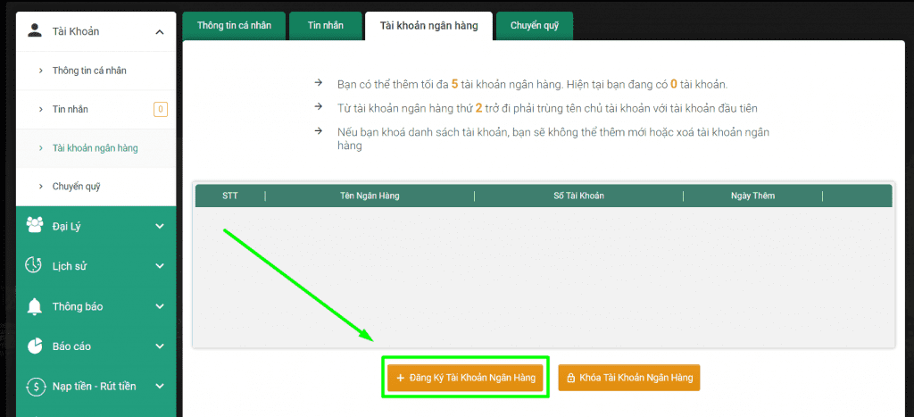 Thêm tài khoản ngân hàng 