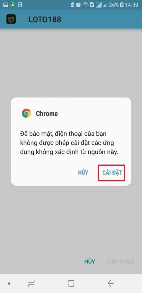 Bấm chọn đồng ý cài đặt