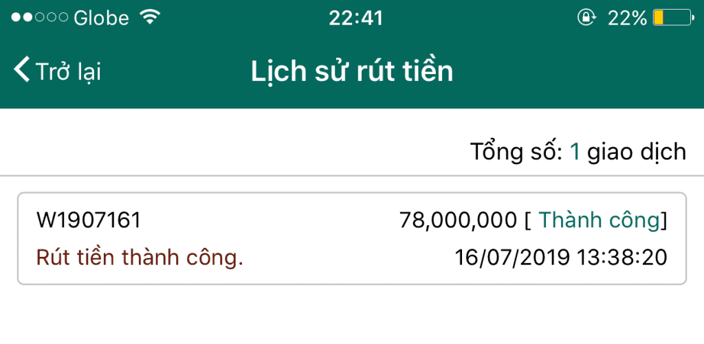 Rút tiền Loto188 dễ dàng 