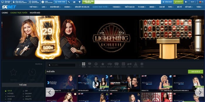 Mảng casino của nhà cái 1XBet còn non yếu tại thị trường Việt Nam 