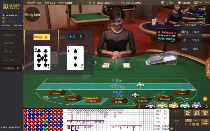 Cách chơi casino trực tuyến với trò Rồng Hổ