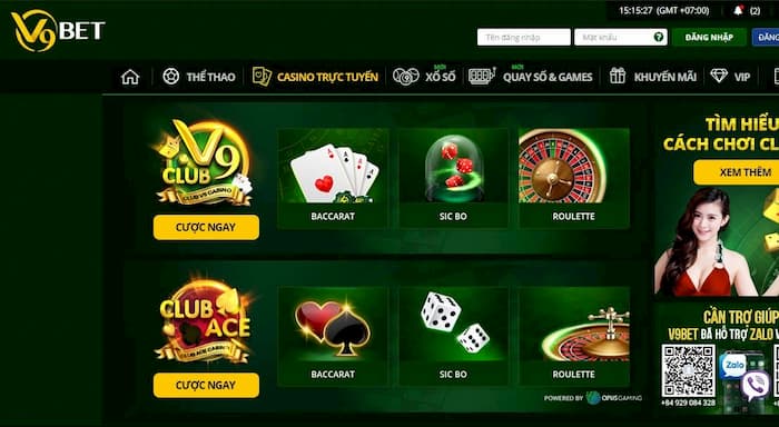 Game Casino tại V9bet rất đa dạng