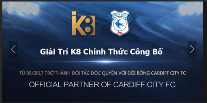 Ngày 26/09/2017 nhà cái hợp tác với đội bóng Premier League là Cardiff City