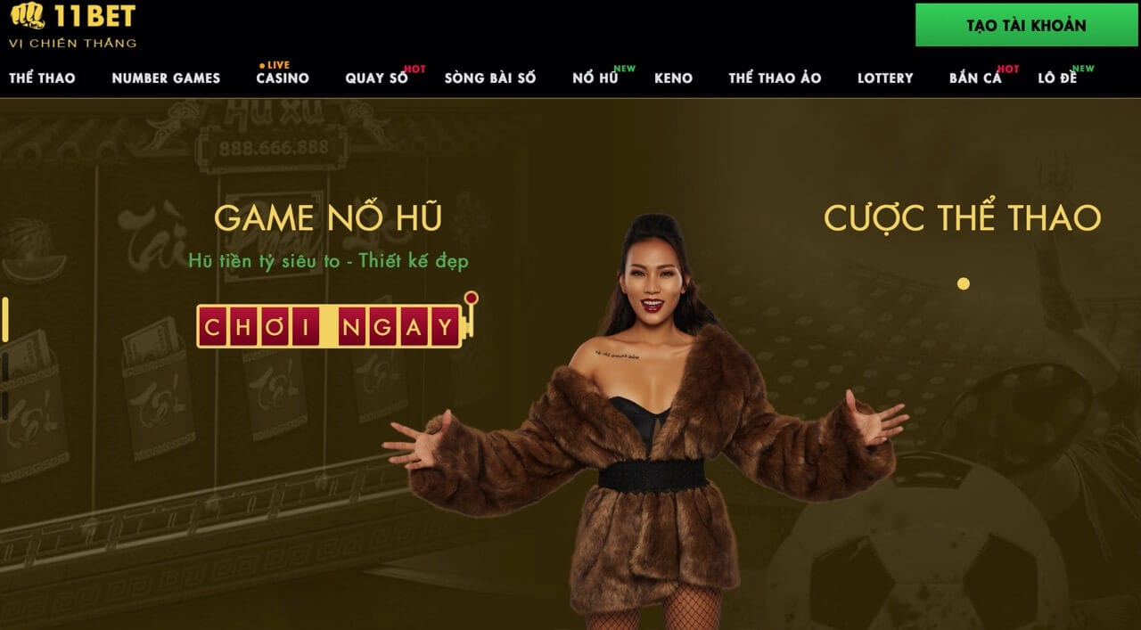 Giao diện trang chủ 11Bet